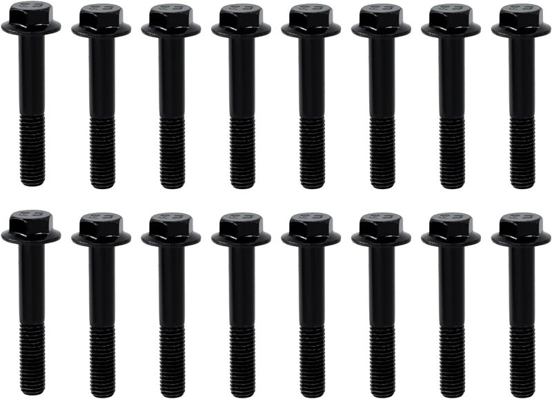 CHENACC 7.3 Exhaust Manifold Flanged Bolt Grade 10.9 For Ford F250 F350 7.3L Powerstroke Diesel Engine 1994 1995 1996 1997 1998 1999 2000 2001 2002 2003 Pack of 16 - Image 1